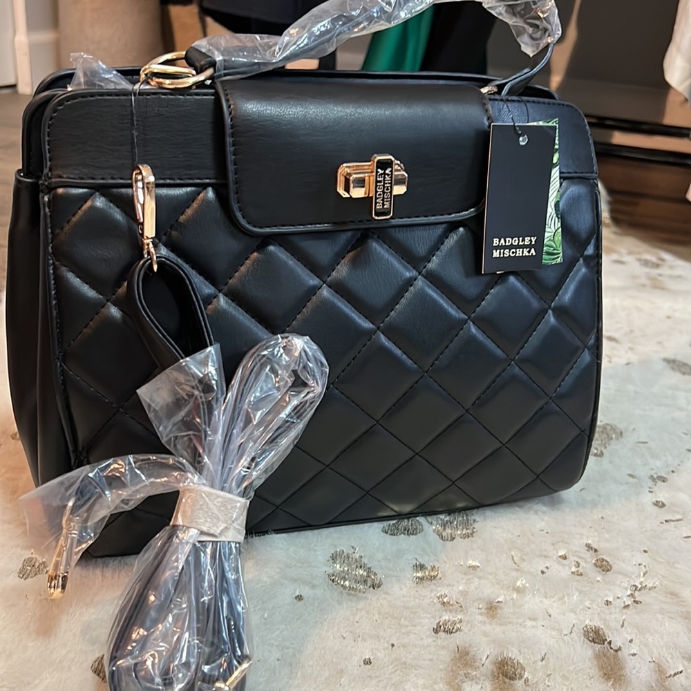 BAGDGLEY MISCHA Black Quilted Mini Tote Bag
